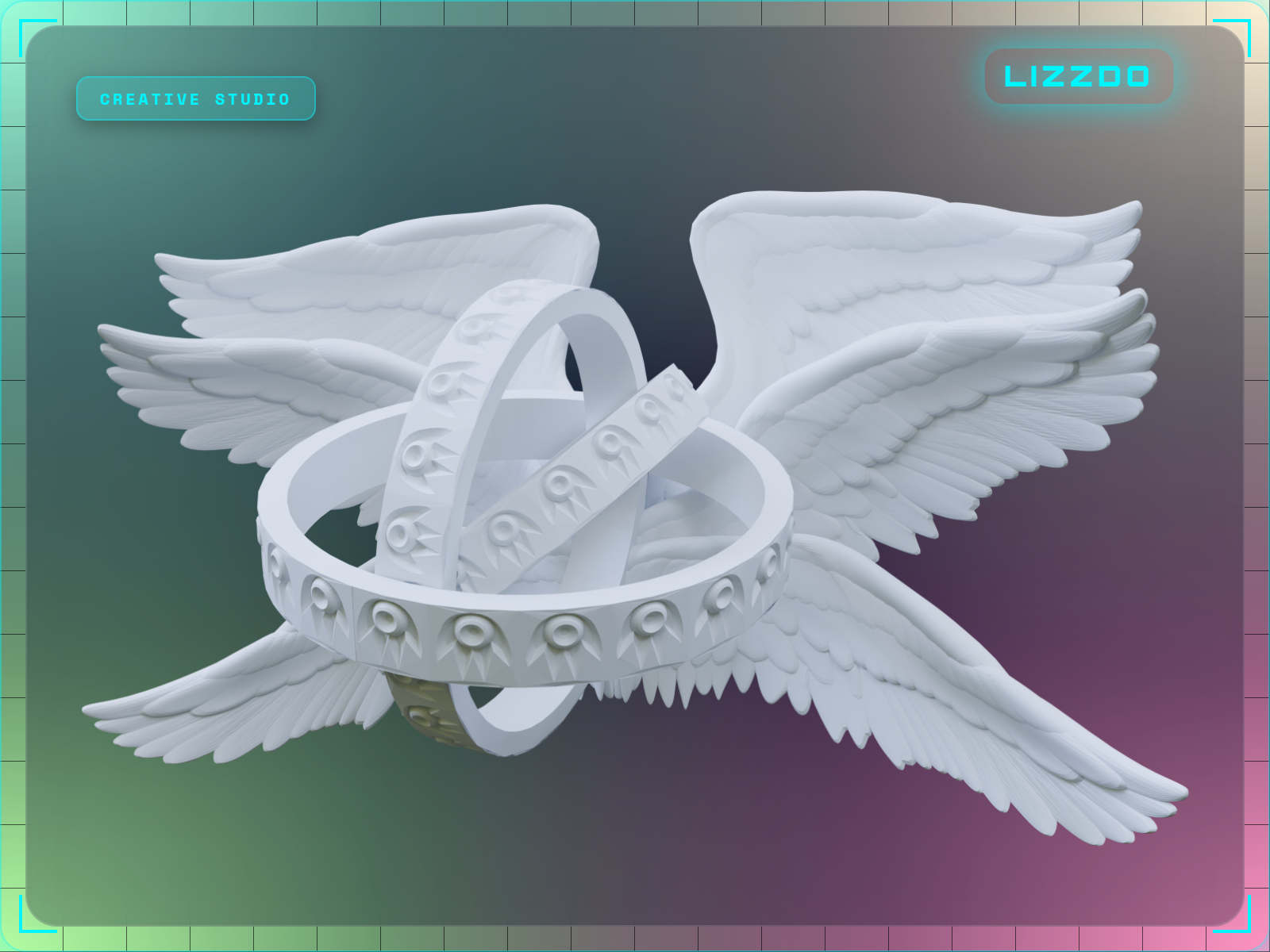 Celestial Angel Wings Gyroscope – 3D Printable Sculpture
